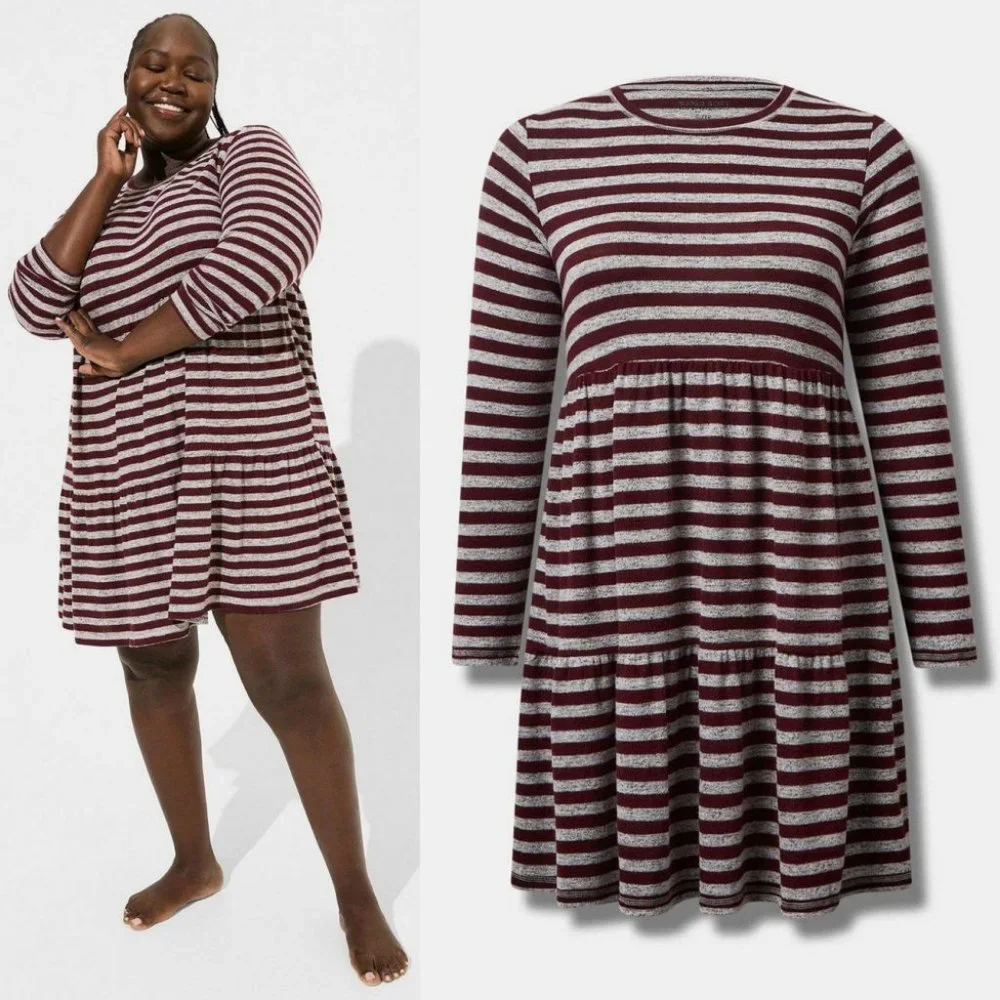 Torrid 2 Super Soft Plush Long Sleeve Ruffle Lounge Dress 2X 18/20